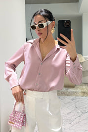 Pembe Basic Premium Saten Gömlek SY-3684-Pembe