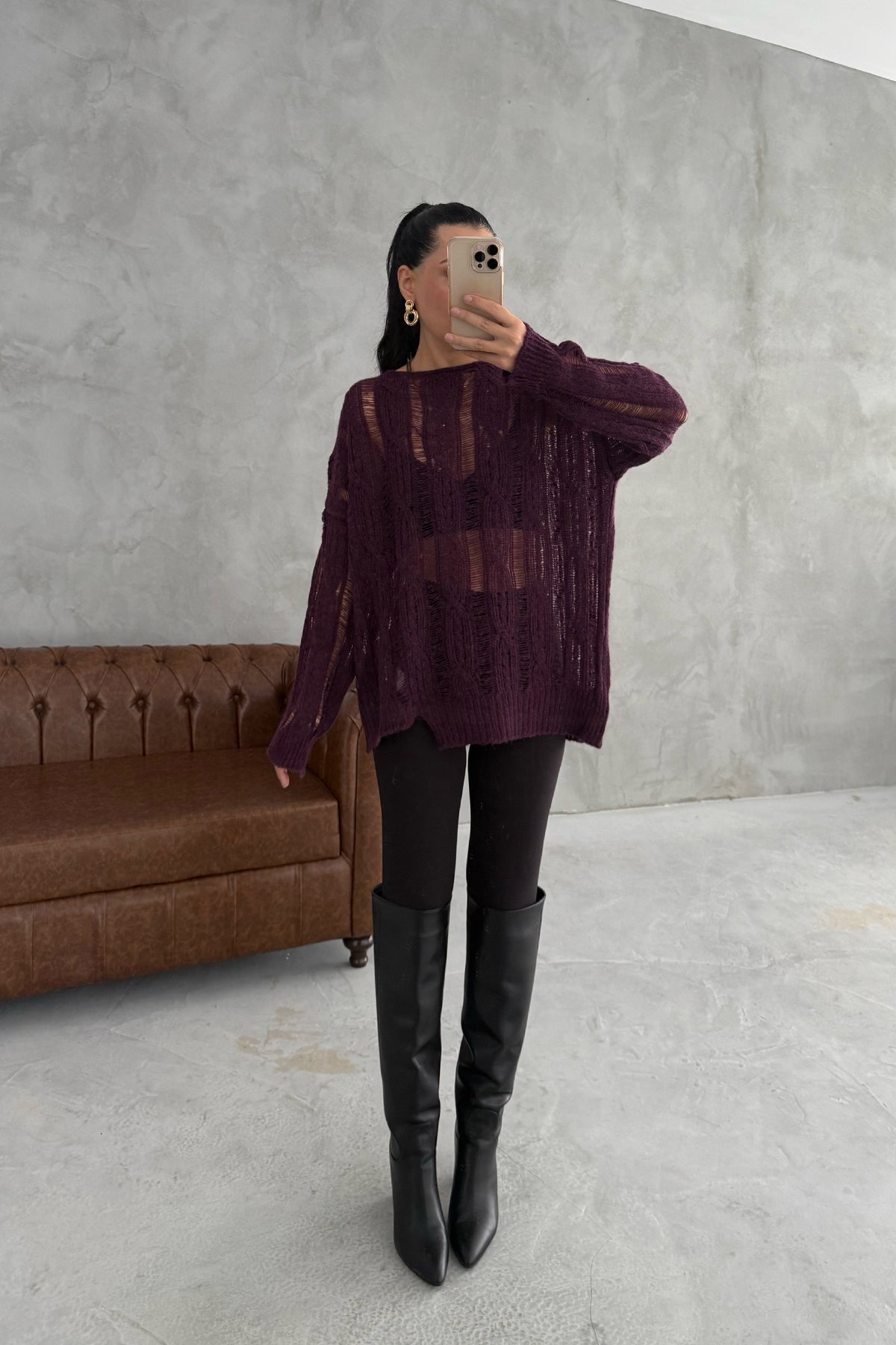 Mürdüm Ajurlu Kazak SY-3457-Mürdüm