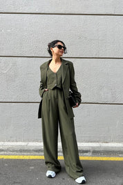 Haki Premium Ceket ve Yelek Takım SY-2892-Haki