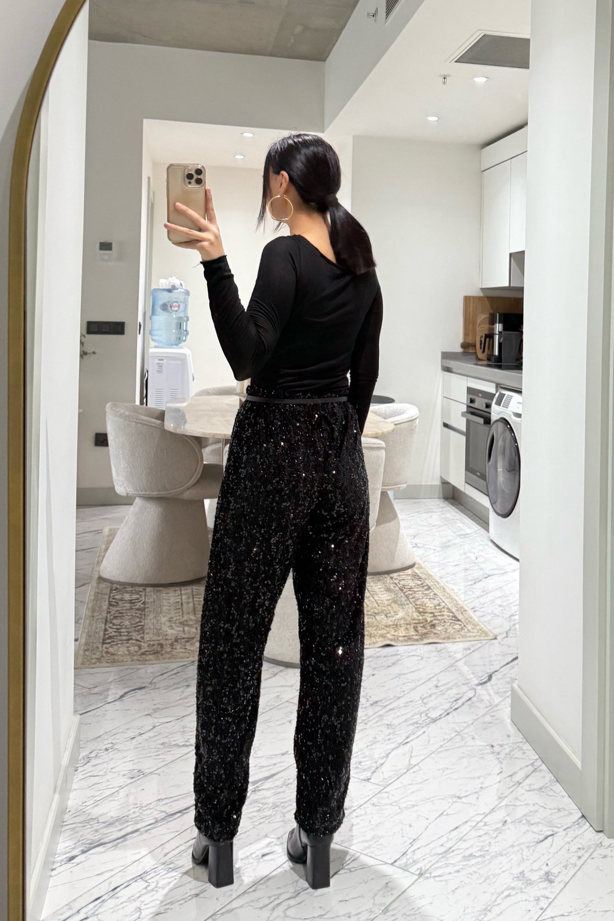 Siyah Payetli Pantolon SY-3535-Siyah