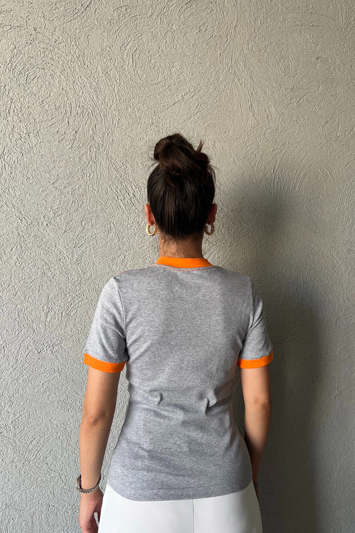 Gri 1968 Detaylı Marka Model Basic T-shırt SY-2069-Gri