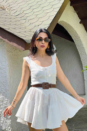 Ekru Düğme Detaylı Tulum Elbise SY-1929-Ekru