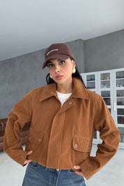 Taba Cep Detaylı Bomber Ceket SY-3462-Taba