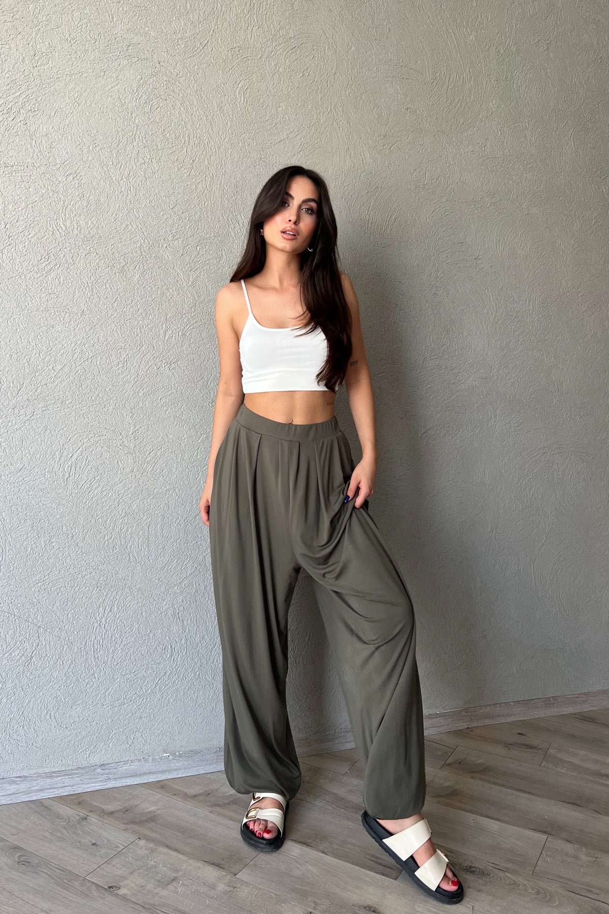 Haki Modal Nice Şalvar Pantolon SY-2221-Haki