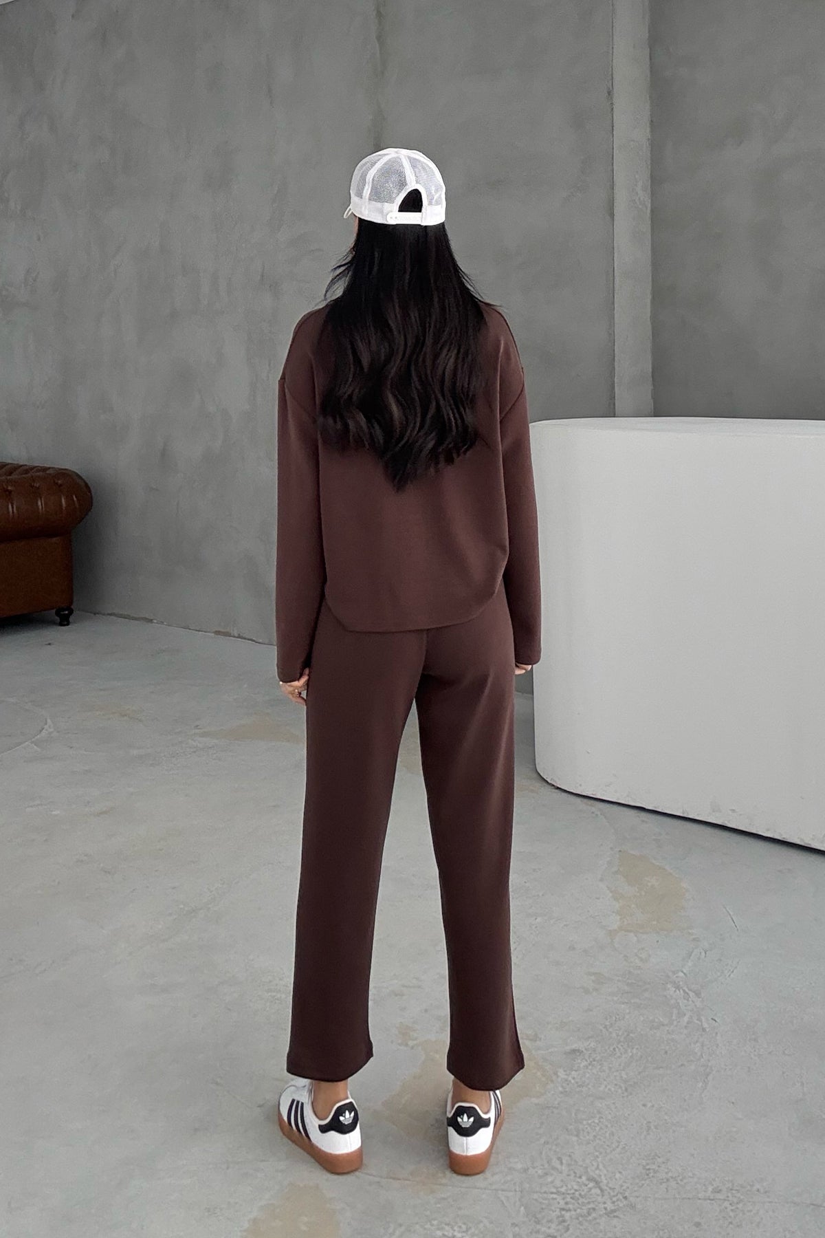 Kahve Uzun Kollu Beli Lastikli Modal Takım SY-3383-Kahve