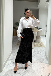 Siyah Payetli Maxi Balık Etek SY-3511-Siyah