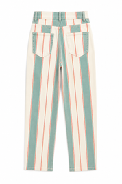 Mint Ekru Çizgili Tapered Jean Pantolon SY-3828-Ekru