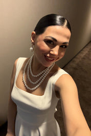 Ekru Kare Yaka Füsun Prenses Elbise SY-3649-Ekru