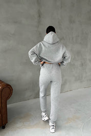 Gri Kapüşonlu Ön Cep Detaylı Eşofman Takımı SY-2393-Gri