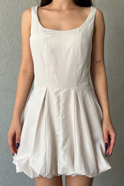 Taş Balon Etek Mini Elbise SY-2214-Taş