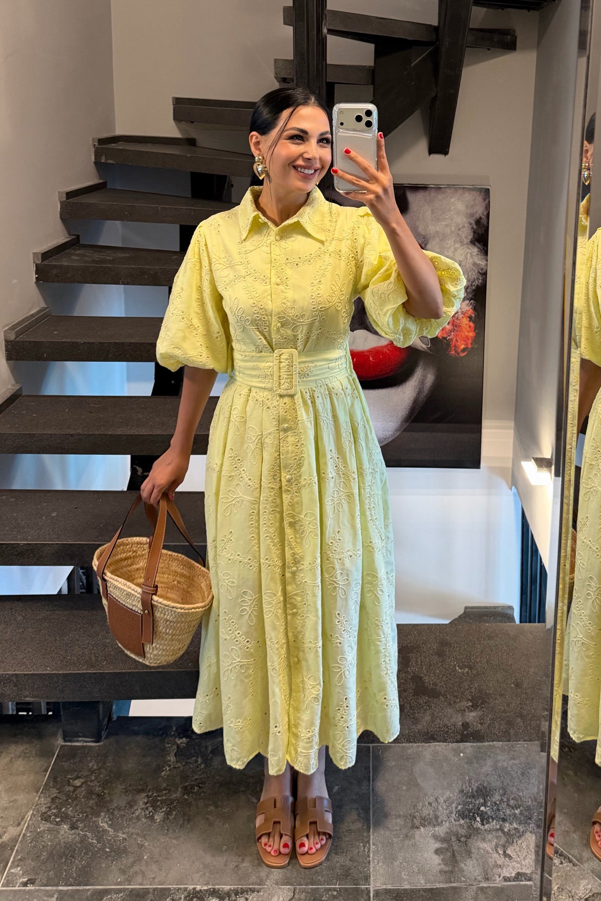 Princess Yellow Balon Kol Elbise SY-3717-Sarı