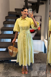 Princess Yellow Balon Kol Elbise SY-3717-Sarı