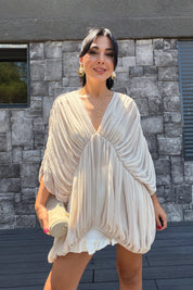 Drapeli Vizon Pinterest Şifon Bluz SY-3803-Vizon