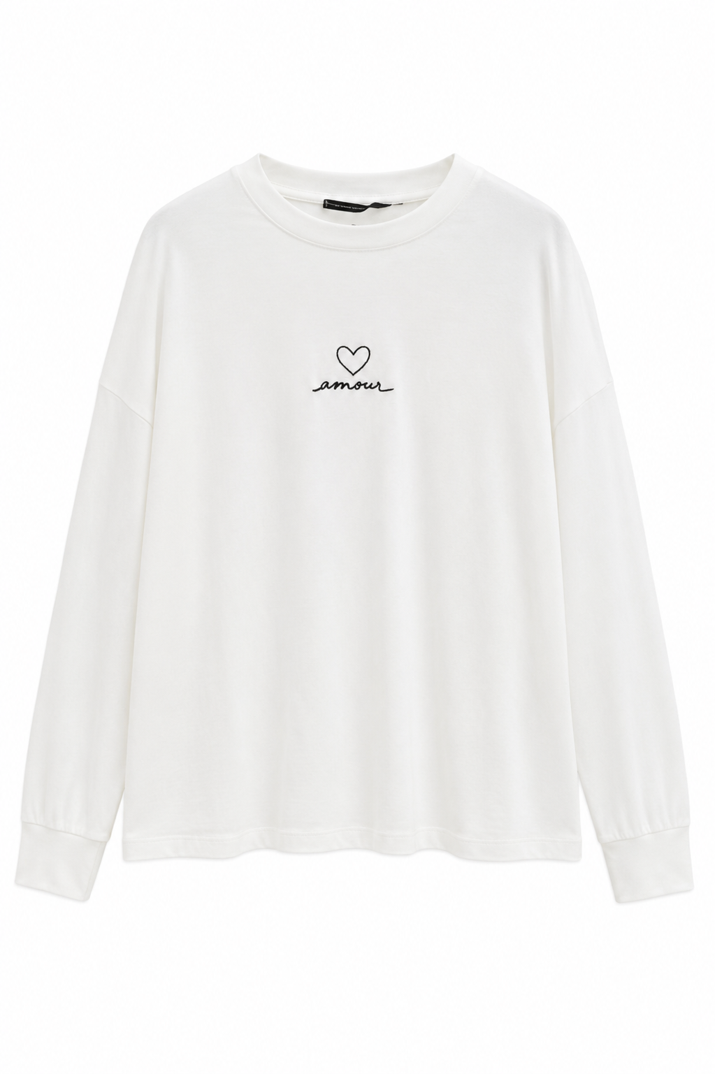 Ekru Amour Baskılı Oversize Uzun Kollu Tişört SY-3829-Ekru