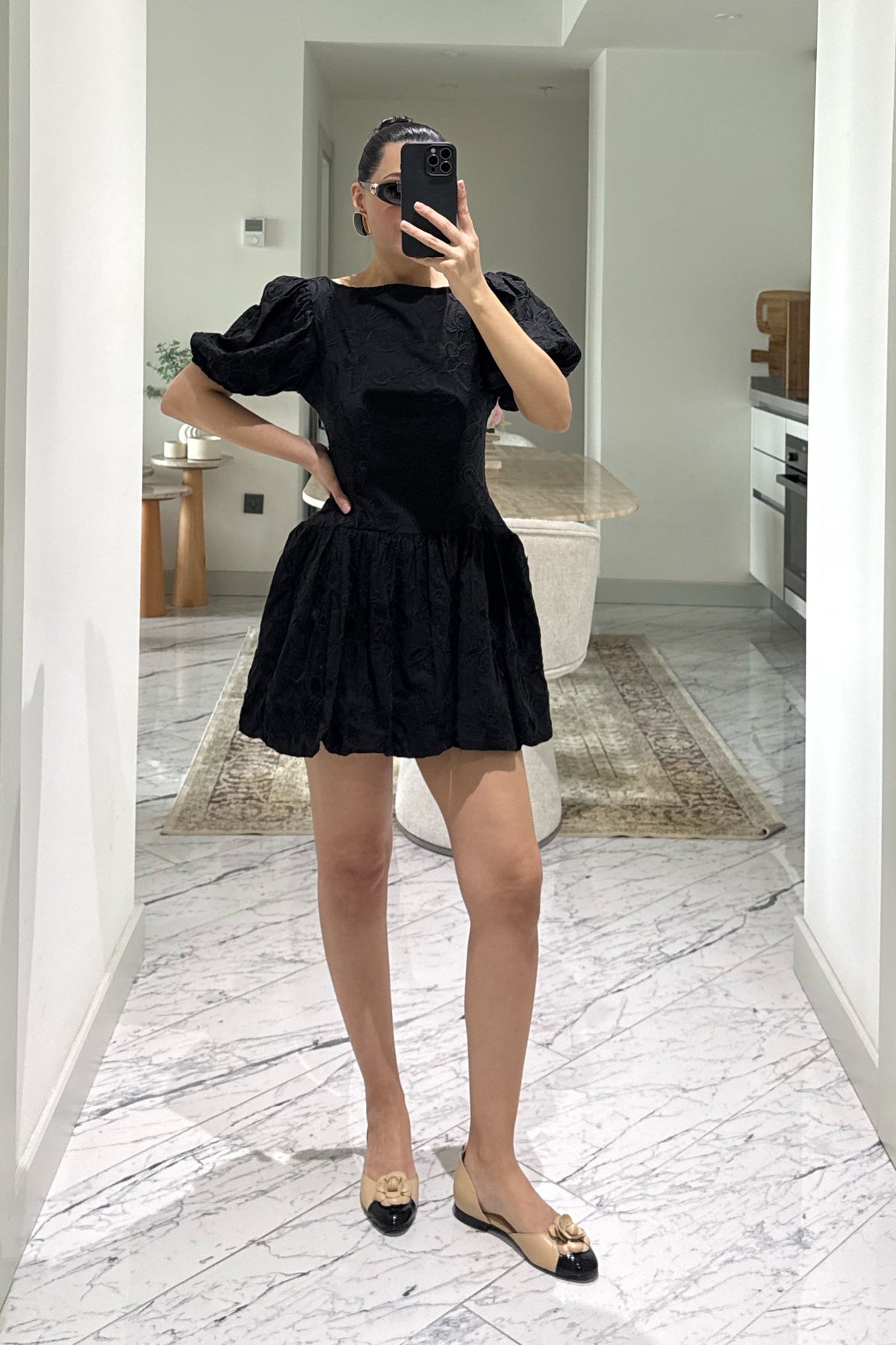 Brode Siyah Mini Santorini  Elbise SY-3664-Siyah