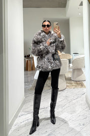 Siyah Beyaz Desenli Suni Kürk SY-3541-Beyaz