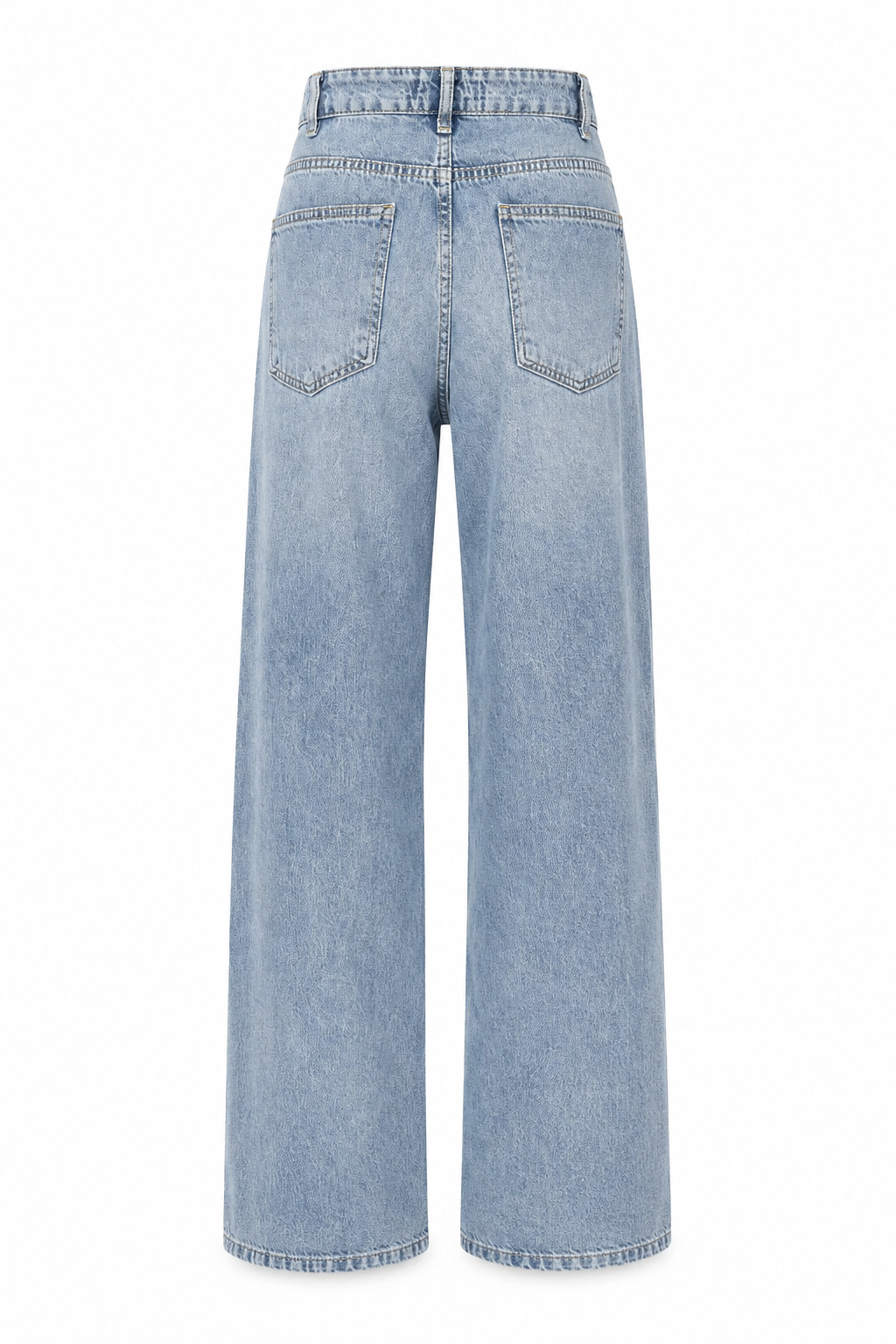 Açık Mavi Asimetrik Düğmeli Kot Baggy Pantolon SY-3463-Açık Mavi