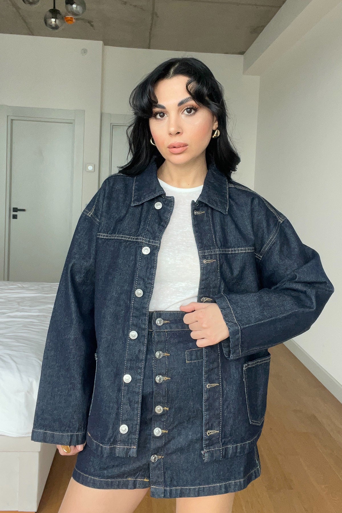 Lacivert Fleto Cepli Kot Etek SY-2990-Lacivert