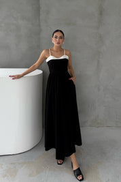 Önü Garnili Siyah Büzgülü Elbise SY-3039-Siyah