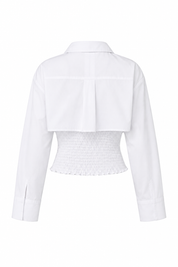 Beyaz Gipeli Crop Gömlek Poplin Takım SY-2466-Beyaz