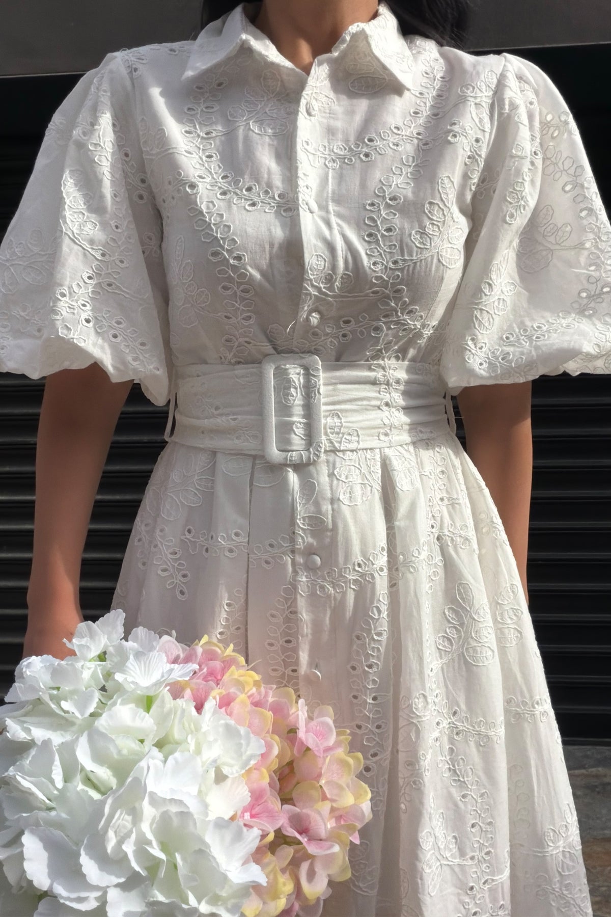 Princess White Balon Kol Elbise SY-3717-Beyaz